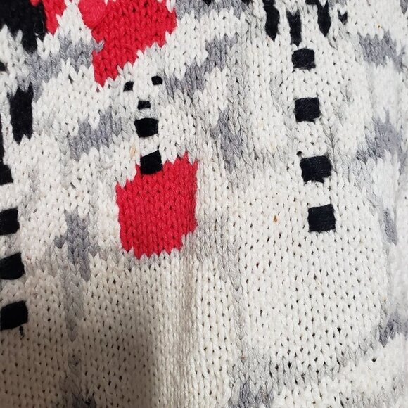 Vintage Hand Knit Snowman Sweater Nordic Red Winter Raphels Womens Large - Picture 3 of 9